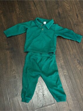 Toddler Green Two-Piece Polo Sweatshirt Set